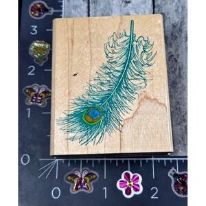Rubber Stampede Peacock Feather Rubber Stamp Wood #V1